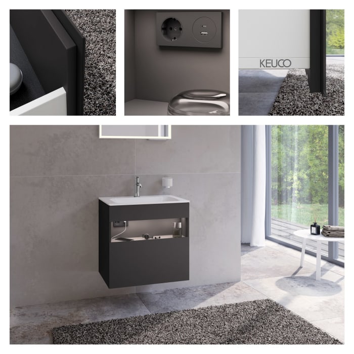 Keuco Stageline Waschtischunterbau 65 x 62,5 cm, mit 1 Auszug und LED-Fachbeleuchtung