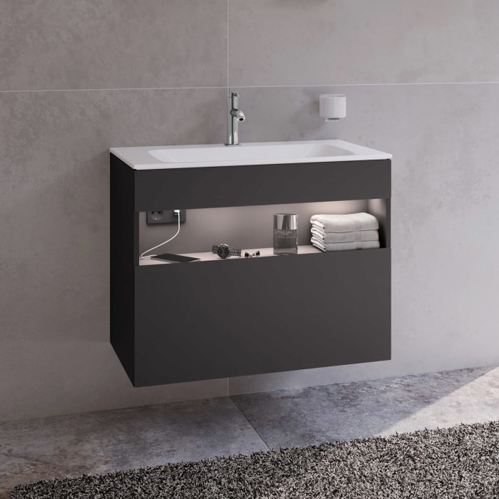 Keuco Stageline Waschtischunterbau 80 x 62,5 cm, mit Steckdose und Beleuchtung, CH Version