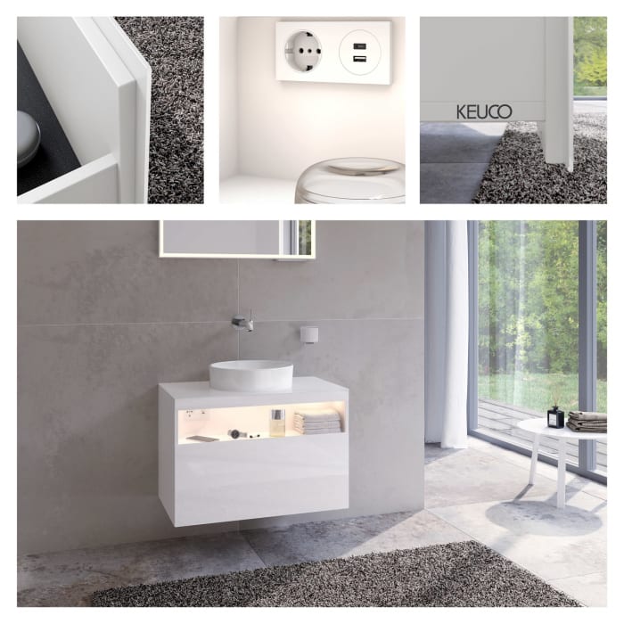 Keuco Stageline Waschtischunterbau 80 cm, ohne Hahnloch, mit LED-Fachbeleuchtung