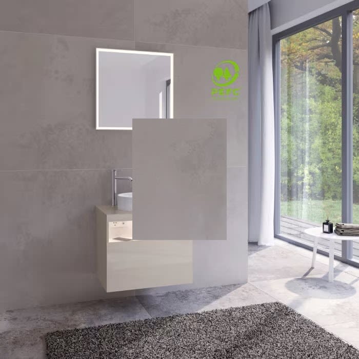 Keuco Stageline Waschtischunterbau 65 cm, Hahnloch links, mit LED-Fachbeleuchtung