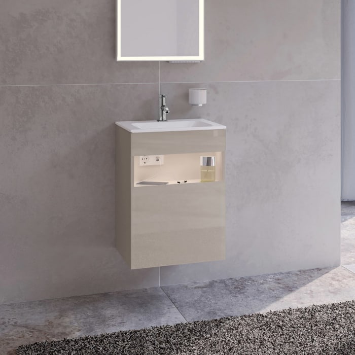 Keuco Stageline Waschtischunterbau 46 x 62,5 cm, Anschlag links, 1-türig, mit LED-Fachbeleuchtung