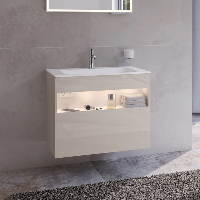 Keuco Stageline Waschtischunterbau 80 x 62,5 cm, mit 1 Auszug und LED-Fachbeleuchtung