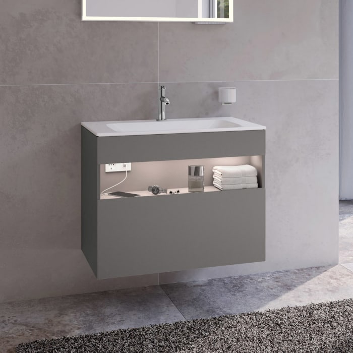 Keuco Stageline Waschtischunterbau 80 x 62,5 cm, mit 1 Auszug und LED-Fachbeleuchtung