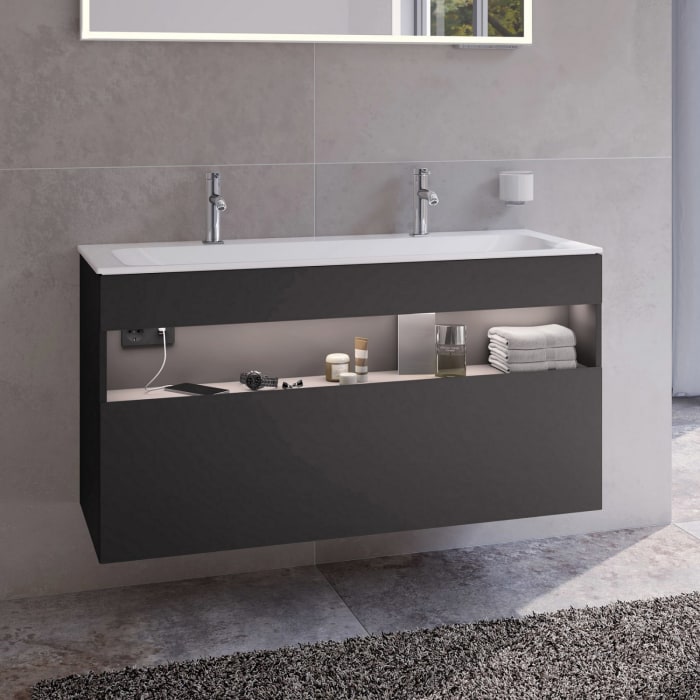 Keuco Stageline Waschtischunterbau 120 x 62,5 cm, mit 1 Auszug und LED-Fachbeleuchtung