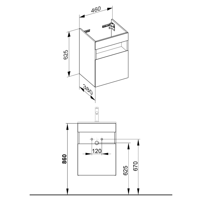 Keuco Stageline Waschtischunterbau 46 x 62,5 cm, Anschlag links, 1-türig