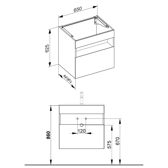 Keuco Stageline Waschtischunterbau 65 x 62,5 cm, mit 1 Auszug