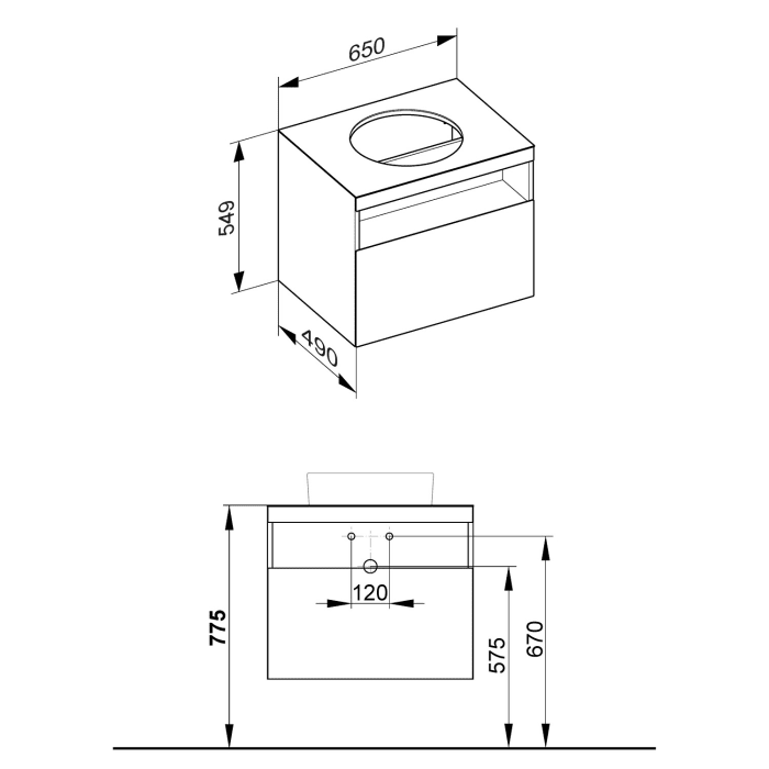 Keuco Stageline Waschtischunterbau 65 cm, ohne Hahnloch