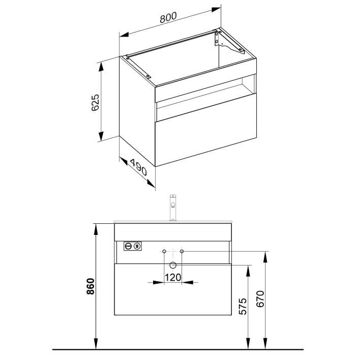 Keuco Stageline Waschtischunterbau 80 x 62,5 cm, mit 1 Auszug und LED-Fachbeleuchtung