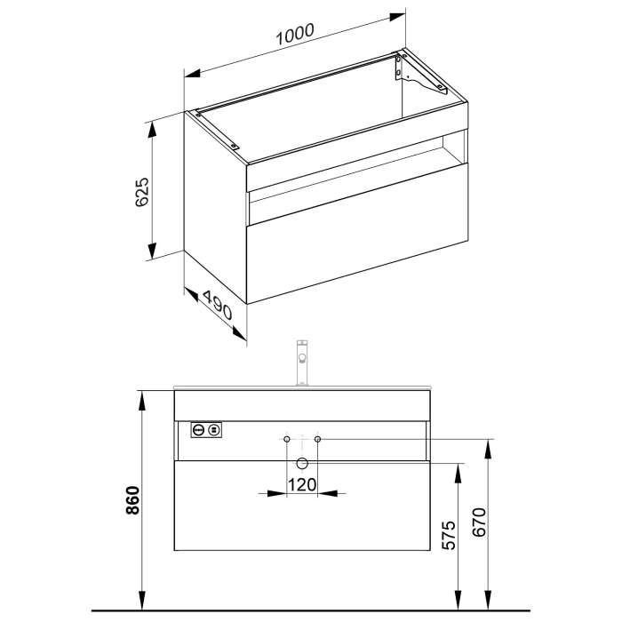Keuco Stageline Waschtischunterbau 100 x 62,5 cm, mit 1 Auszug und LED-Fachbeleuchtung