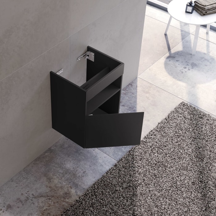 Keuco Stageline Waschtischunterbau 46 x 62,5 cm, Anschlag links, 1-türig, mit LED-Fachbeleuchtung