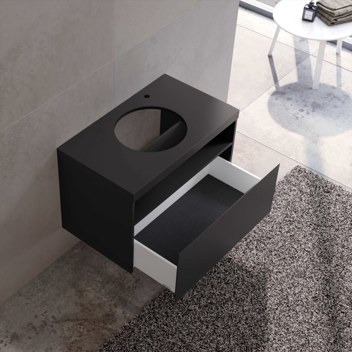 Keuco Stageline Waschtischunterbau 80 cm, Hahnloch rechts, mit LED-Fachbeleuchtung