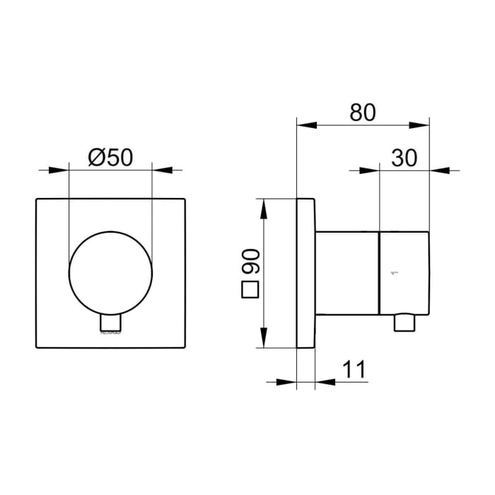 Keuco IXMO Ab- und Umstellventil für 2 Verbraucher, Unterputz, Rosette eckig