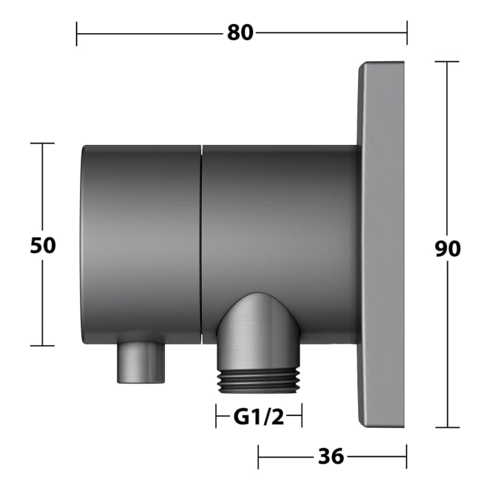 Keuco IXMO Ab- und Umstellventil für 2 Verbraucher, Unterputz, mit Schlauchanschluss und Brausehalter, Rosette eckig
