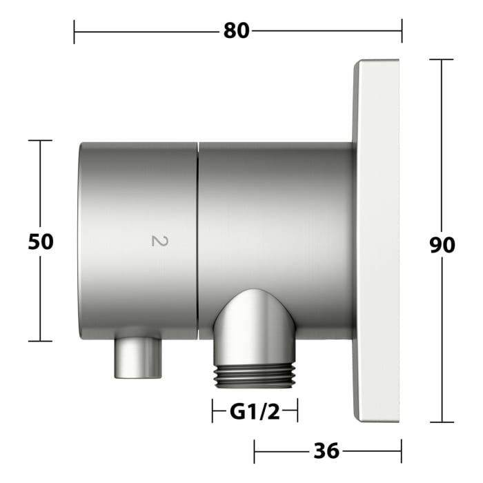 Keuco IXMO Ab- und Umstellventil für 2 Verbraucher, Unterputz, mit Schlauchanschluss, Rosette eckig