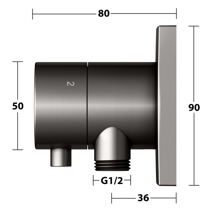 Keuco IXMO Ab- und Umstellventil für 3 Verbraucher, Unterputz, mit Schlauchanschluss und Brausehalter, Rosette eckig