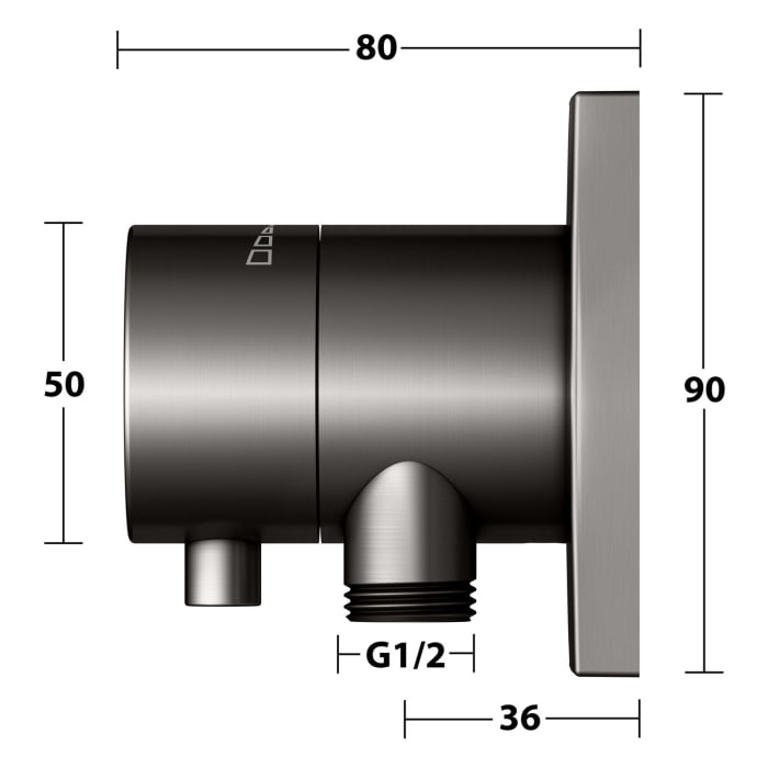 Keuco IXMO Absperrventil Unterputz, mit Schlauchanschluss und Brausehalter, Rosette eckig