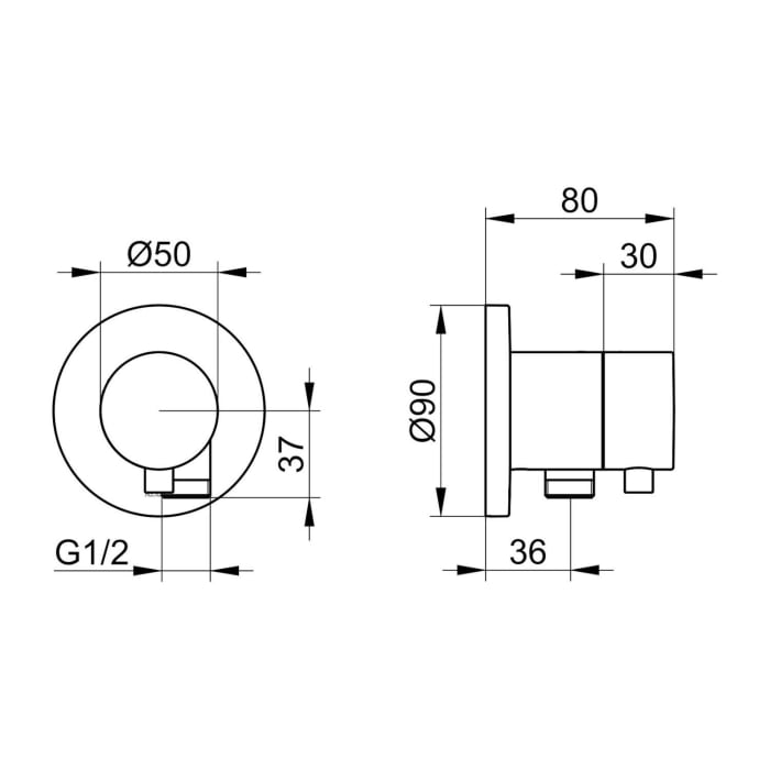 Keuco IXMO Absperrventil Unterputz, mit Schlauchanschluss, Rosette rund