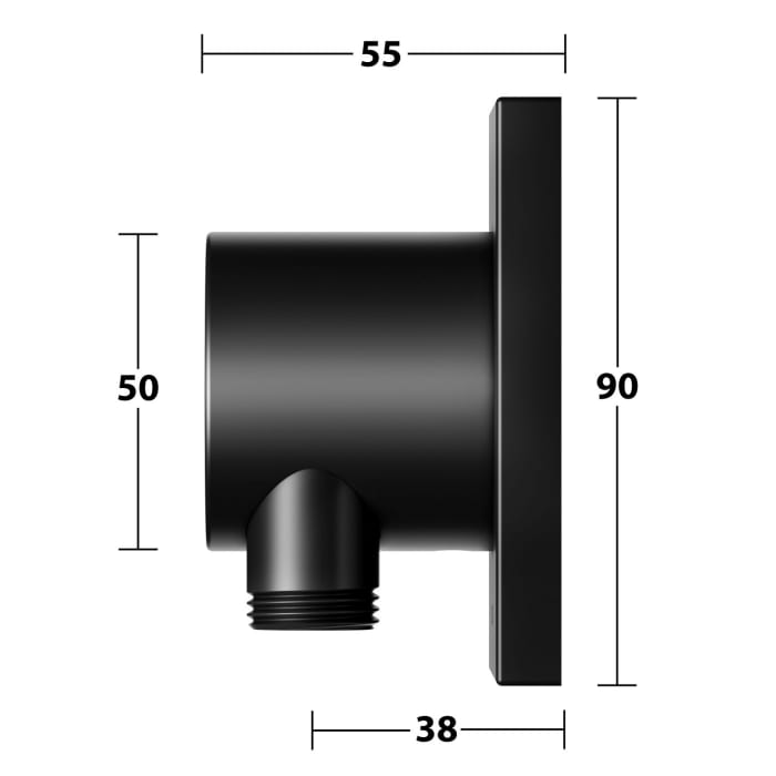 Keuco IXMO Black Selection Schlauchanschluss mit Brausehalter, eckig