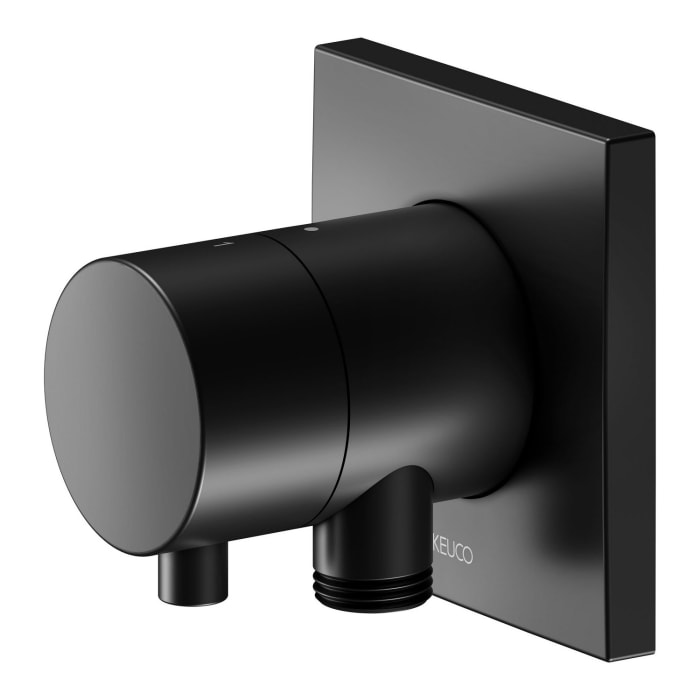 Keuco IXMO Black Selection Umstellventil für 2 Verbraucher, Unterputz, mit Schlauchanschluss und Brausehalter, Rosette eckig
