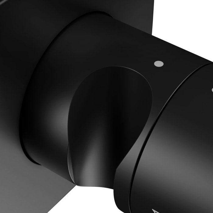 Keuco IXMO Black Selection Ab- und Umstellventil für 2 Verbraucher, Unterputz, mit Schlauchanschluss und Brausehalter, Rosette eckig