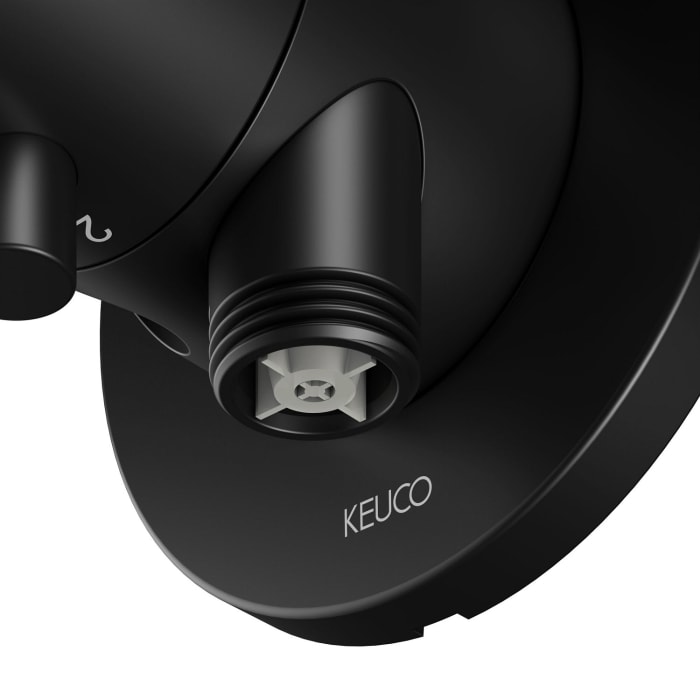 Keuco IXMO Black Selection Umstellventil für 2 Verbraucher, Unterputz, mit Schlauchanschluss und Brausehalter, Rosette rund