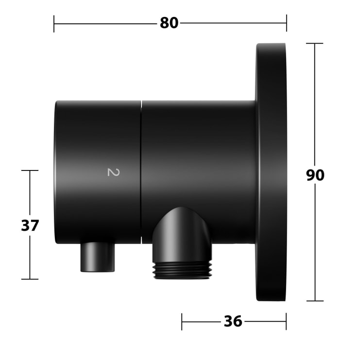 Keuco IXMO Black Selection Ab- und Umstellventil für 2 Verbraucher, Unterputz, mit Schlauchanschluss und Brausehalter, Rosette rund