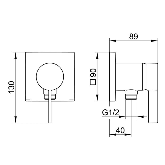 Keuco IXMO Pure Black Selection Unterputz-Einhebel-Brausemischer, mit Schlauchanschluss, eckig