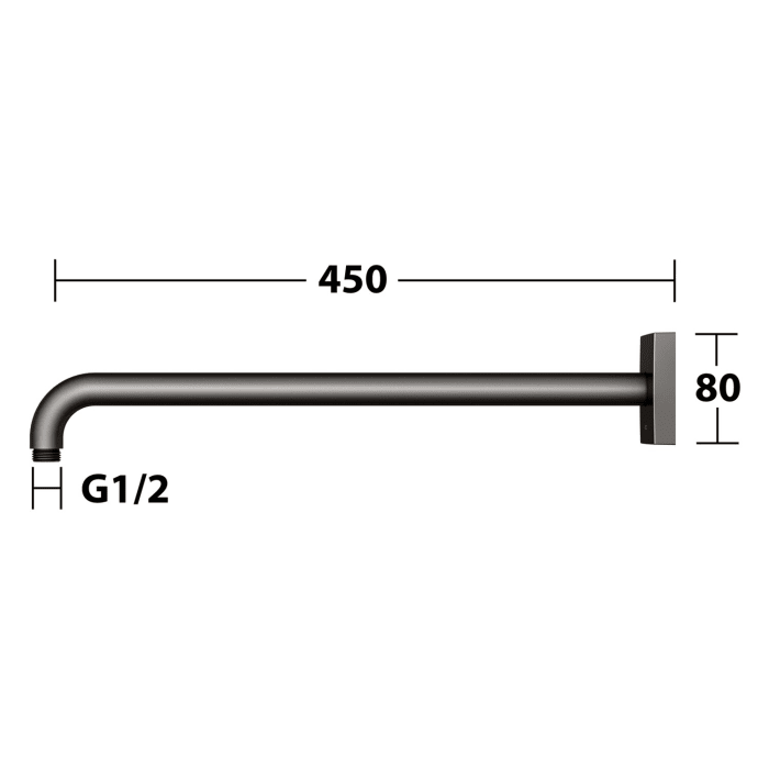 Keuco Brausearm für Wandanschluss, Ausladung 45 cm, eckig