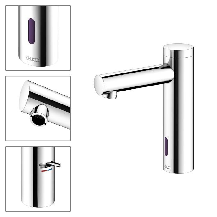Keuco IXMO Elektronik-Waschtischmischer 130, mit Temperaturregulierung, mit Batterie