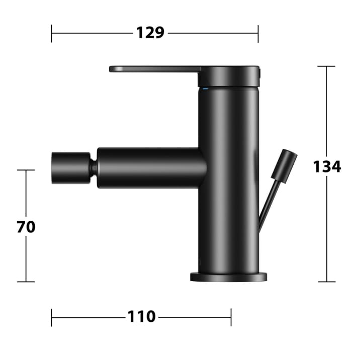 Keuco IXMO Flat Black Selection Einhebel-Bidetmischer mit Zugstangen-Ablaufgarnitur