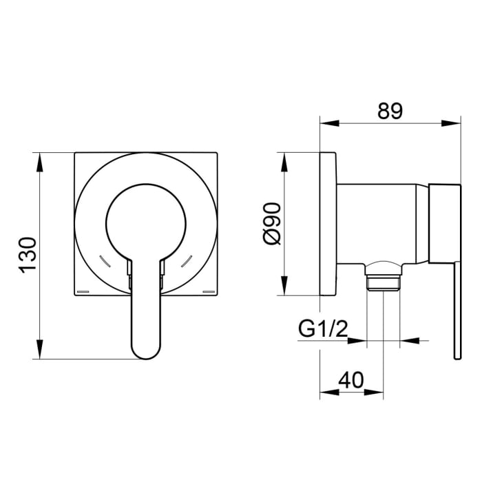 Keuco IXMO Flat Unterputz-Einhebelmischer mit Schlauchanschluss, eckig