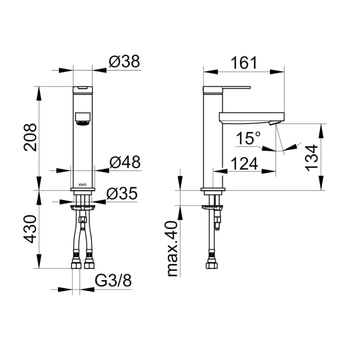 Keuco IXMO Flat Black Selection Einhebel-Waschtischmischer 130, ohne Ablaufgarnitur