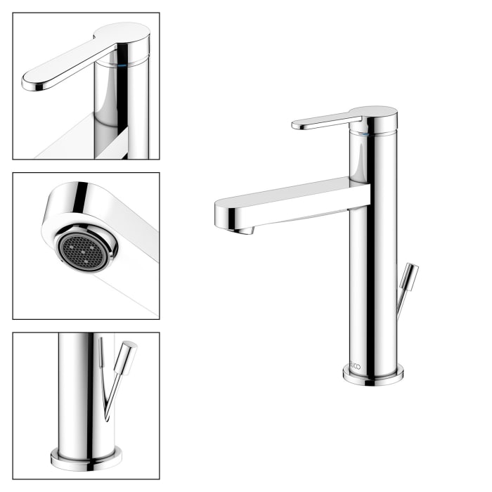 Keuco IXMO Flat Einhebel-Waschtischmischer 130, mit Zugstangen-Ablaufgarnitur