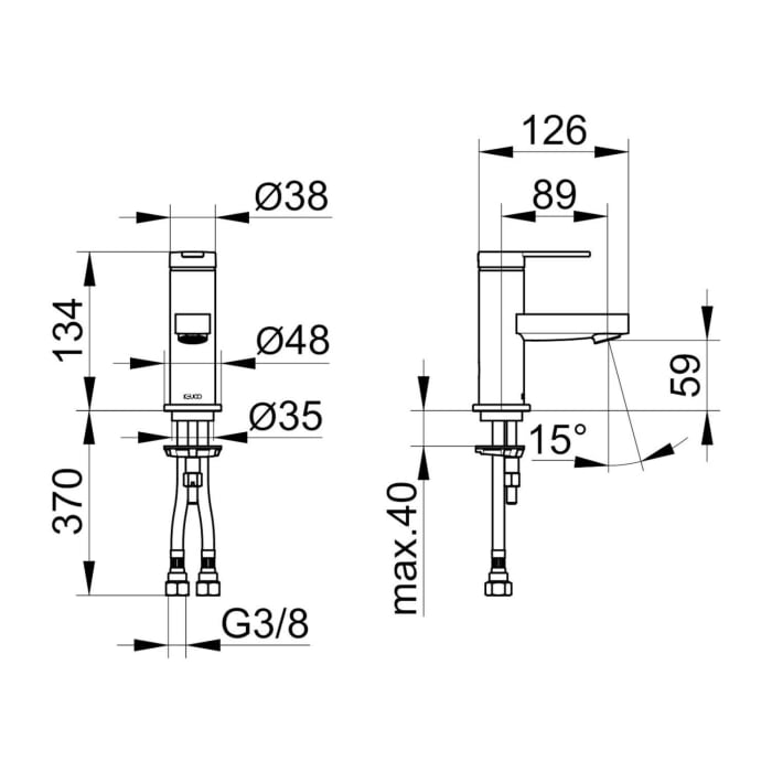 Keuco IXMO Flat Einhebel-Waschtischmischer 60, ohne Ablaufgarnitur