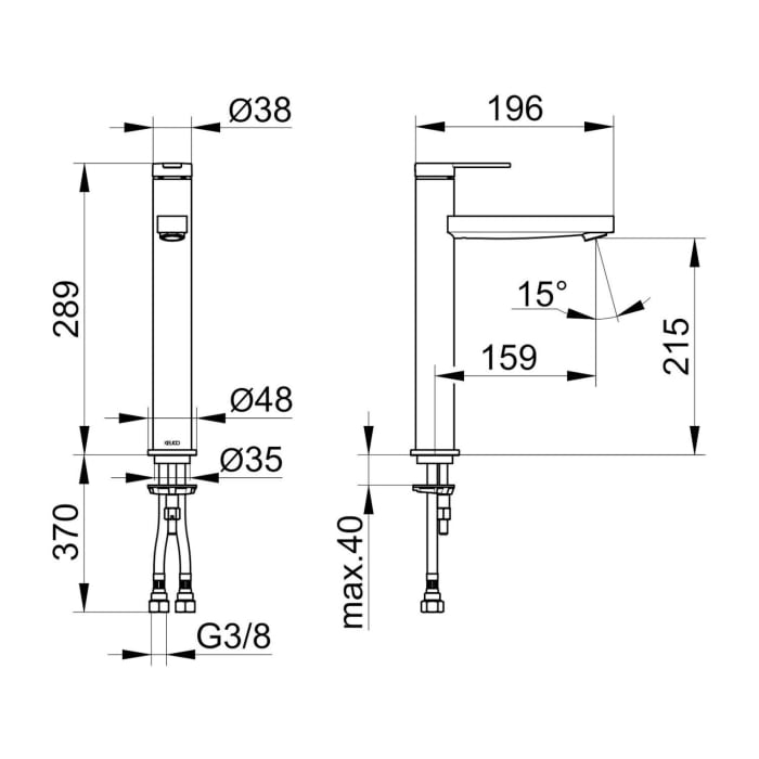 Keuco IXMO Flat Einhebel-Waschtischmischer 210, ohne Ablaufgarnitur