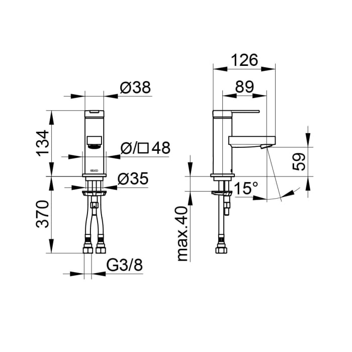Keuco IXMO Flat Einhebel-Waschtischmischer 60, ohne Ablaufgarnitur