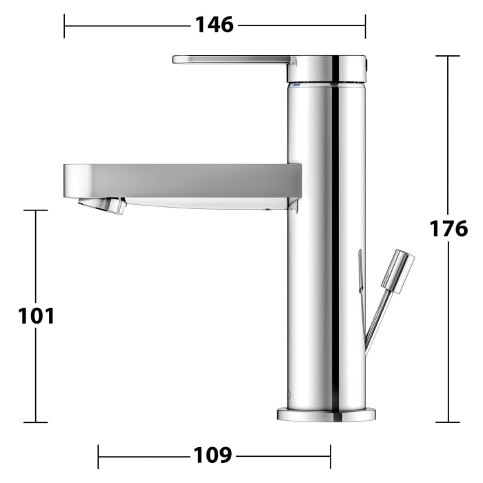 Keuco IXMO Flat Einhebel-Waschtischmischer 100, mit Zugstangen-Ablaufgarnitur