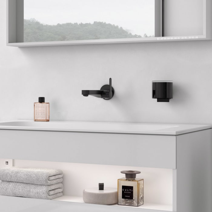 Keuco IXMO Flat Black Selection Einhebel-Waschtischmischer Unterputz, Ausladung 22,5 cm, rund