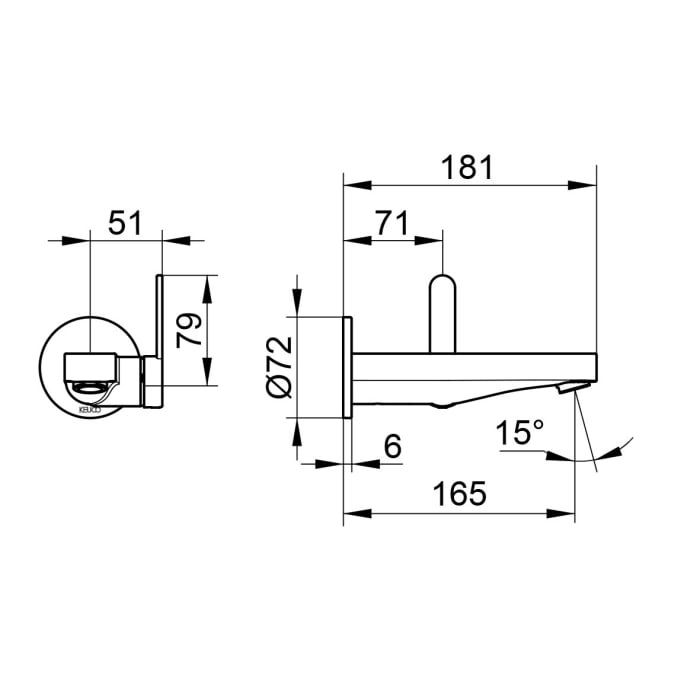 Keuco IXMO Flat Einhebel-Waschtischmischer Unterputz, Ausladung 16,5 cm, rund