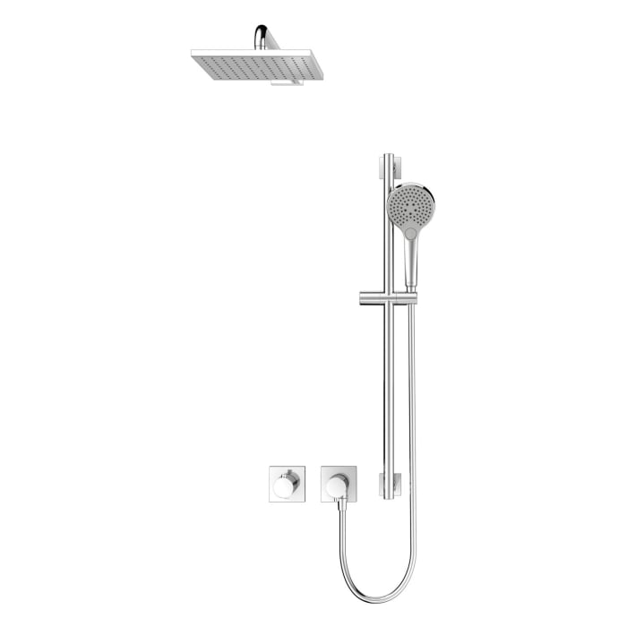 Keuco IXMO Unterputz Duschsystem mit Thermostatarmatur, Handbrause, Brausestange und Kopfbrause, eckig