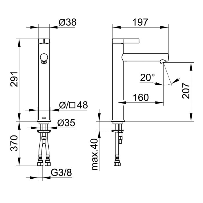 Keuco IXMO Pure Black Selection Einhebel-Waschtischmischer 210, ohne Ablaufgarnitur