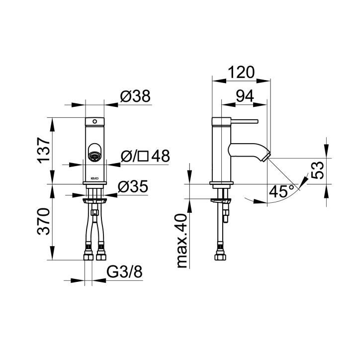 Keuco IXMO Soft Black Selection Einhebel-Waschtischmischer 60 ohne Ablaufgarnitur