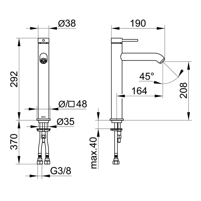 Keuco IXMO Soft Black Selection Einhebel-Waschtischmischer 210, ohne Ablaufgarnitur