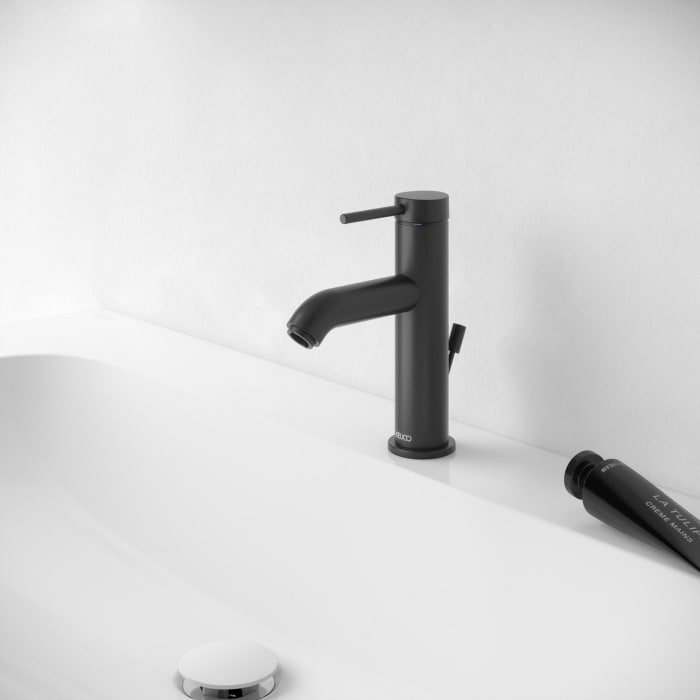 Keuco IXMO Soft Black Selection Einhebel-Waschtischmischer 100, mit Zugstangen-Ablaufgarnitur