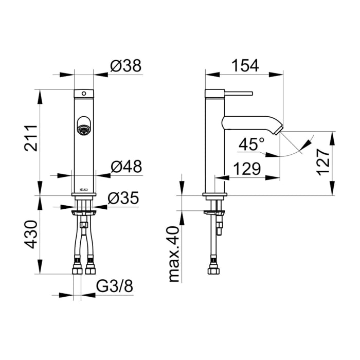 Keuco IXMO Soft Einhebel-Waschtischmischer 130, ohne Ablaufgarnitur