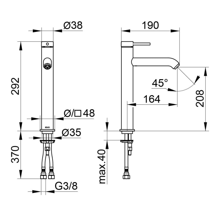 Keuco IXMO Soft Einhebel-Waschtischmischer 210, ohne Ablaufgarnitur