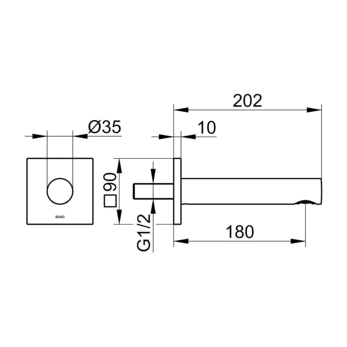 Keuco IXMO Wanneneinlauf Unterputz, Ausladung 18 cm, Rosette eckig