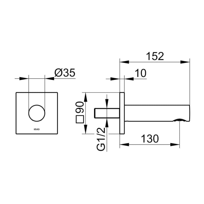 Keuco IXMO Wanneneinlauf Unterputz, Ausladung 13 cm, Rosette eckig