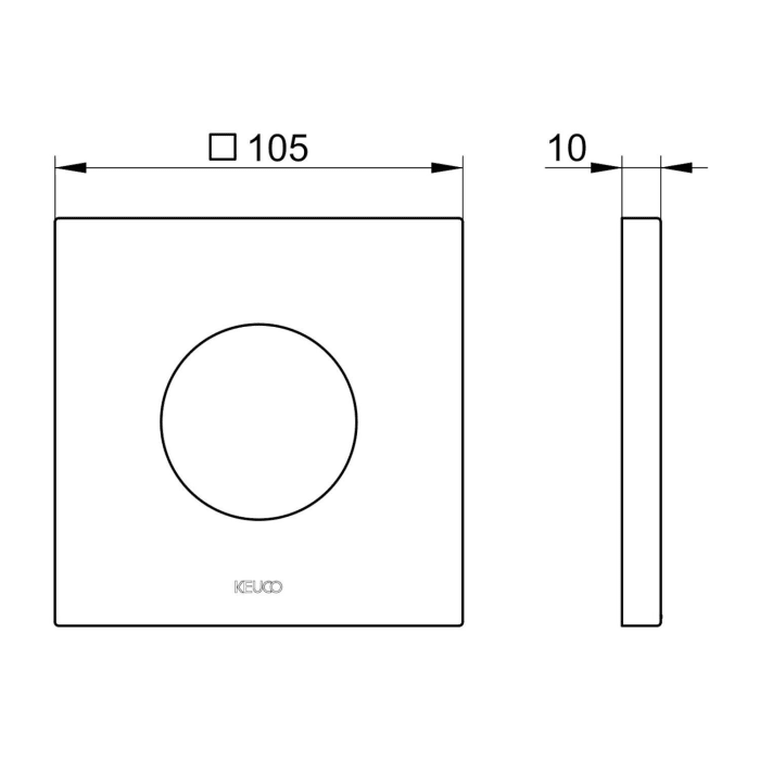 Keuco IXMO Wandrosette eckig, Übergröße, für Ventile und Thermostat-Brausemischer, 10,5 x 10,5 cm