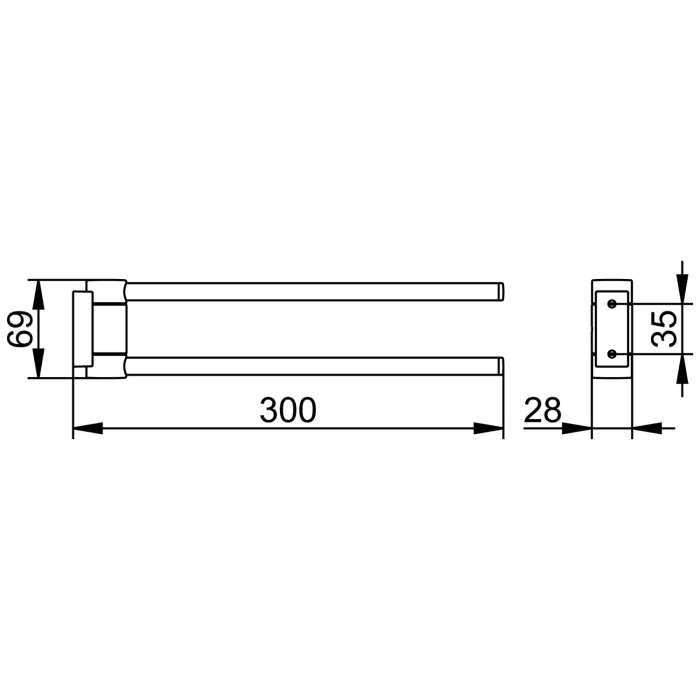 Keuco Plan Handtuchhalter, schwenkbar, Ausladung 30 cm